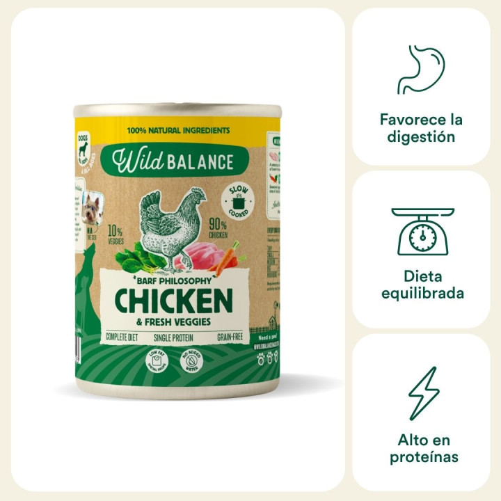 Wild Balance lata filosofía Barf de pollo perros 400gr