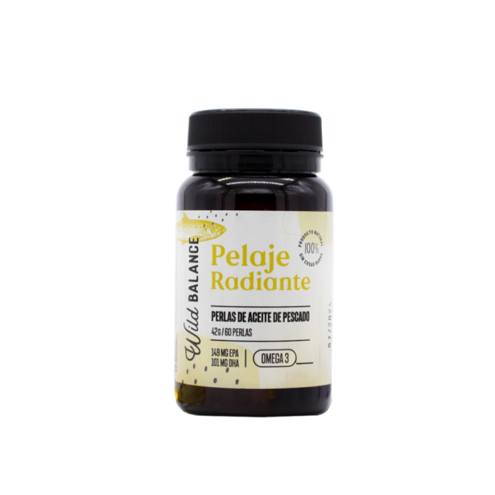 Wild Balance suplemento "Pelaje Radiante" (Aceite de pescado) 42gr (60 perlas)