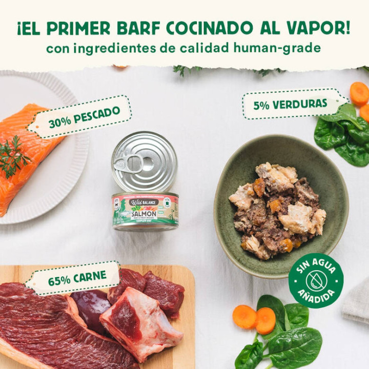 Wild Balance lata filosofía Barf de salmón gato 120gr