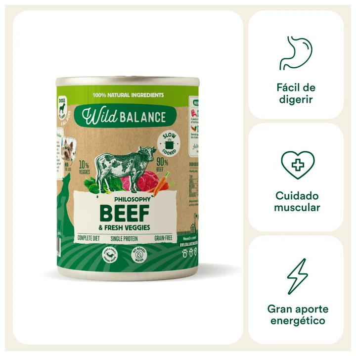 Wild Balance lata filosofía Barf de Ternera perros 400gr
