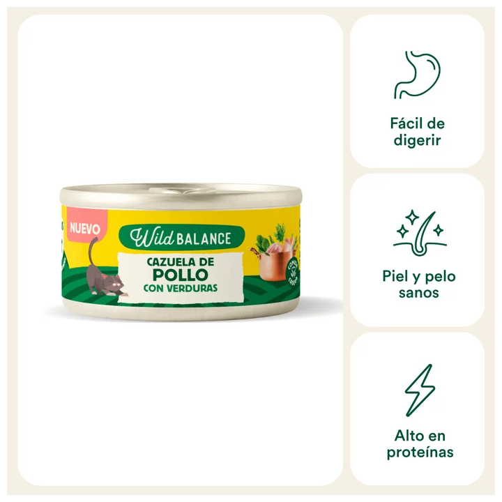 Wild Balance lata Cazuela de Pollo con verduras gatos 80gr