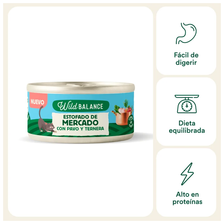 Wild Balance lata Estofado pavo y ternera gatos 80gr