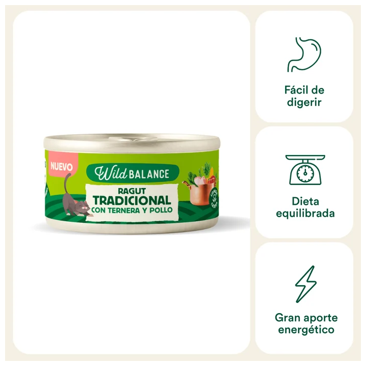 Wild Balance lata Ragut Tradicional ternera y pollo gatos 80gr