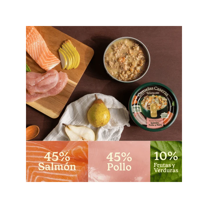 Wild Balance Cazuela casera Salmón, pollo y pera perro 280gr
