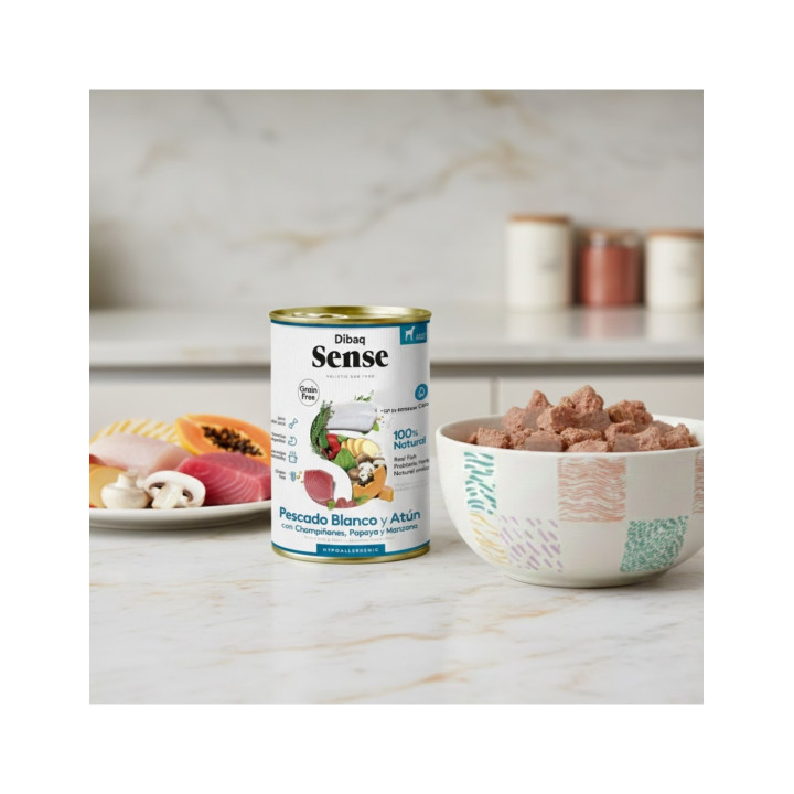 Dibaq Sense Pescado Blanco y Atún 380gr comida húmeda para perro