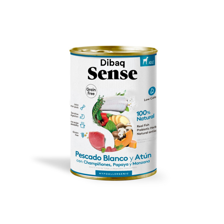 Dibaq Sense Pescado Blanco y Atún 380gr comida húmeda para perro