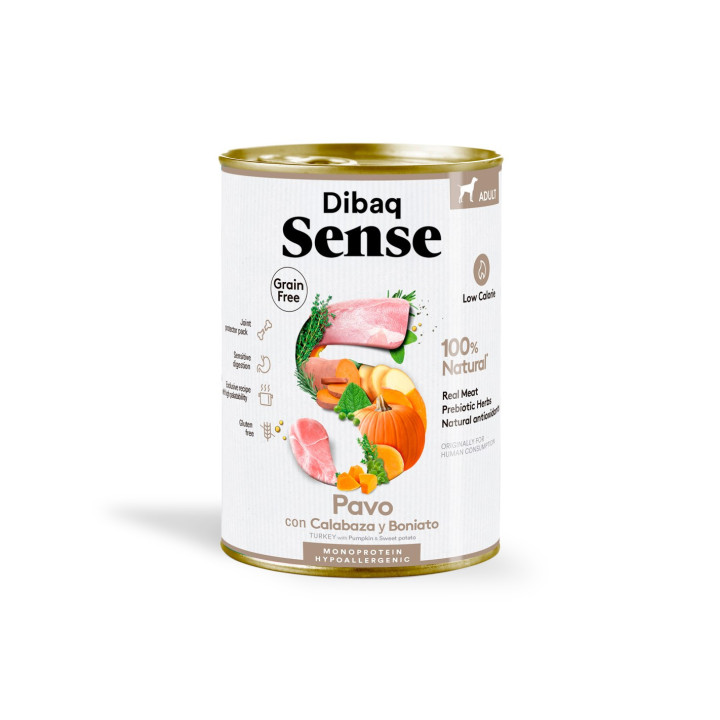 Dibaq Sense Grain Free Pavo y Calabaza 380gr comida húmeda para perro