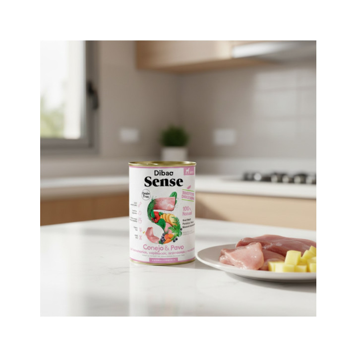 Dibaq Sense Sensitive Conejo y Pavo 380gr comida húmeda para perro